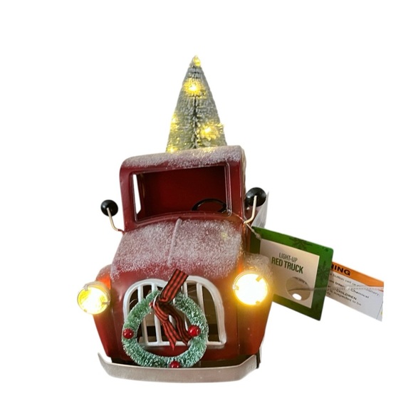 NWT Festive Voice Light Up Red Vintage Truck Christmas Decor w/ Trees - Picture 7 of 14